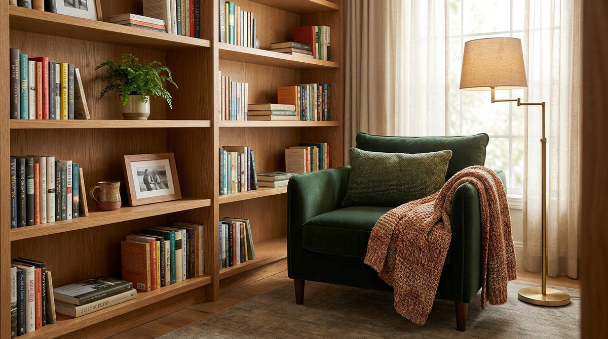 reading nook with built-in shelves Image