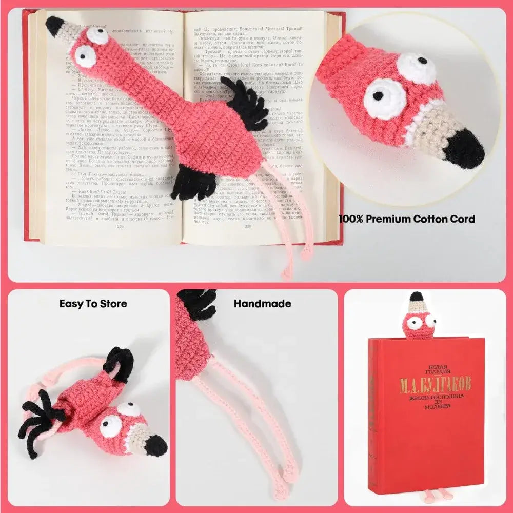 pink flamingo crochet bookmark