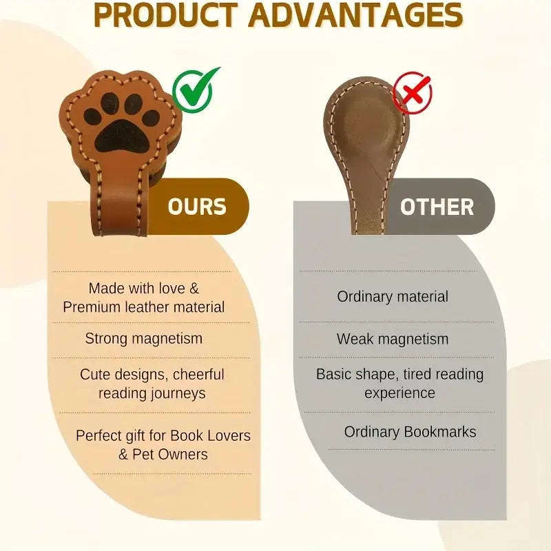 handcrafted leather magnetic bookmark with animal figure