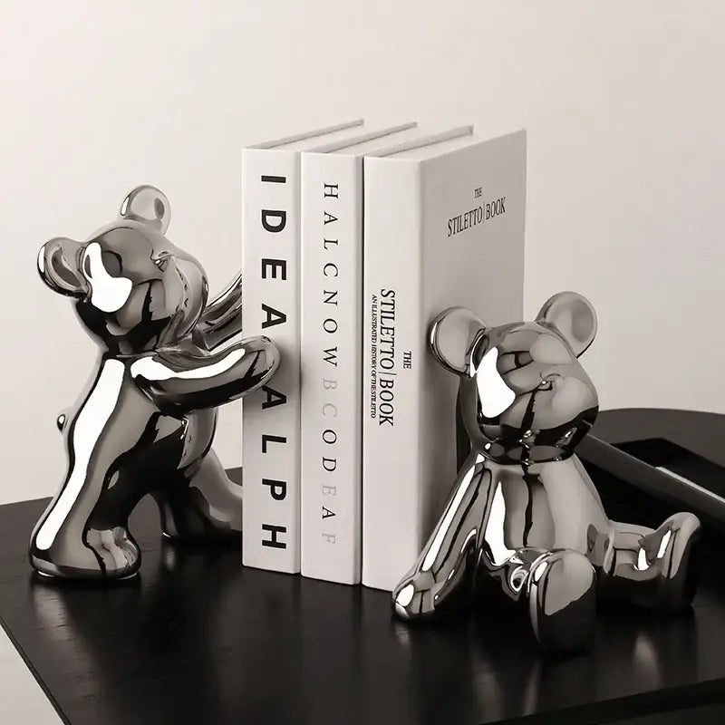 modern bear bookends for home decor