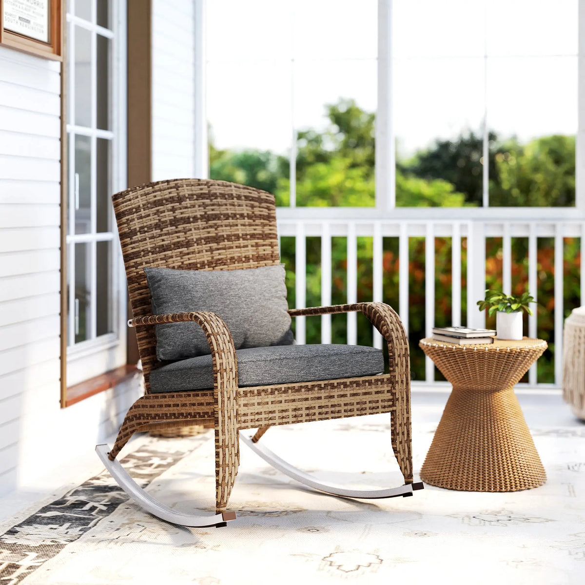 outdoor rocking chair with soft cushions