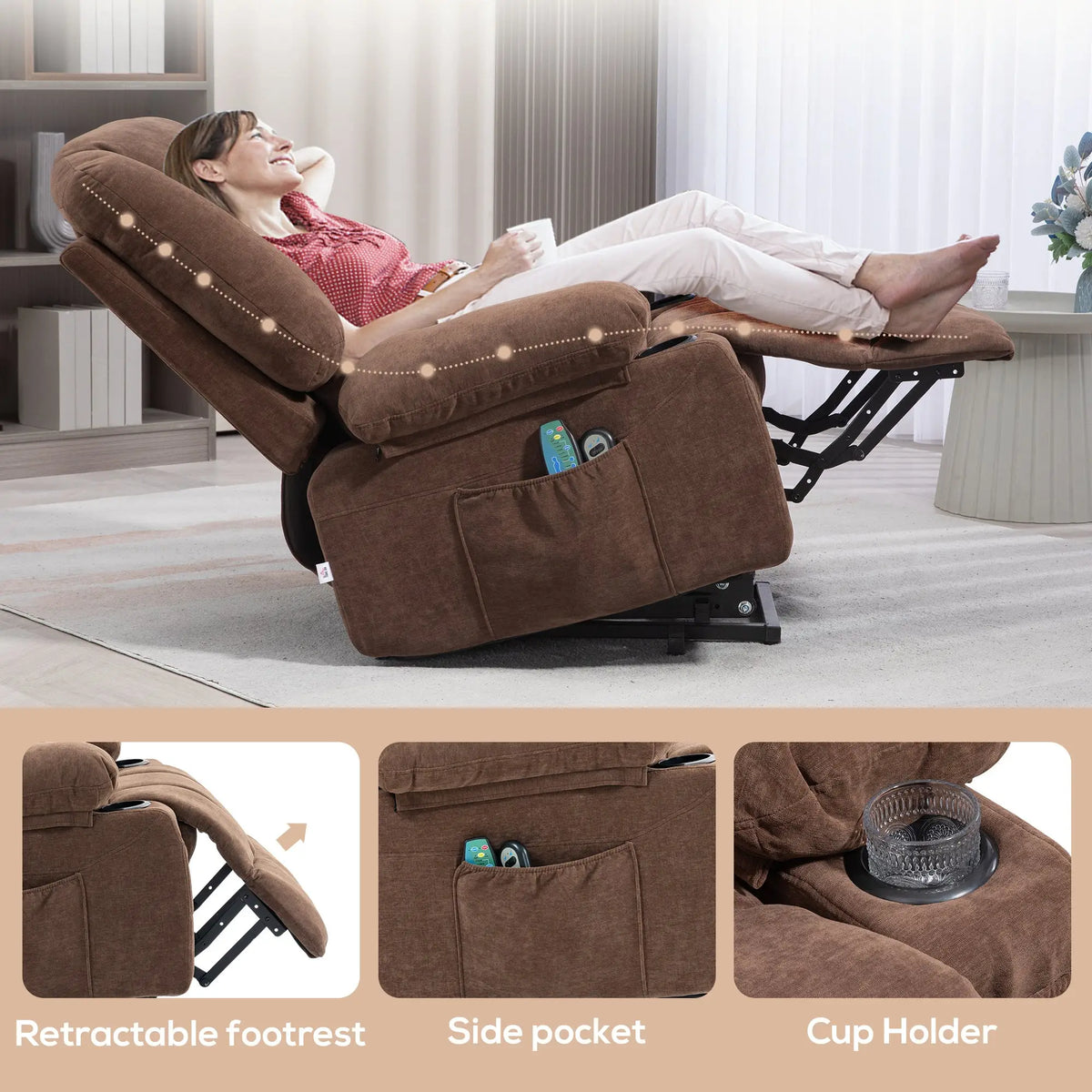 plush reading lounge chair with ottoman