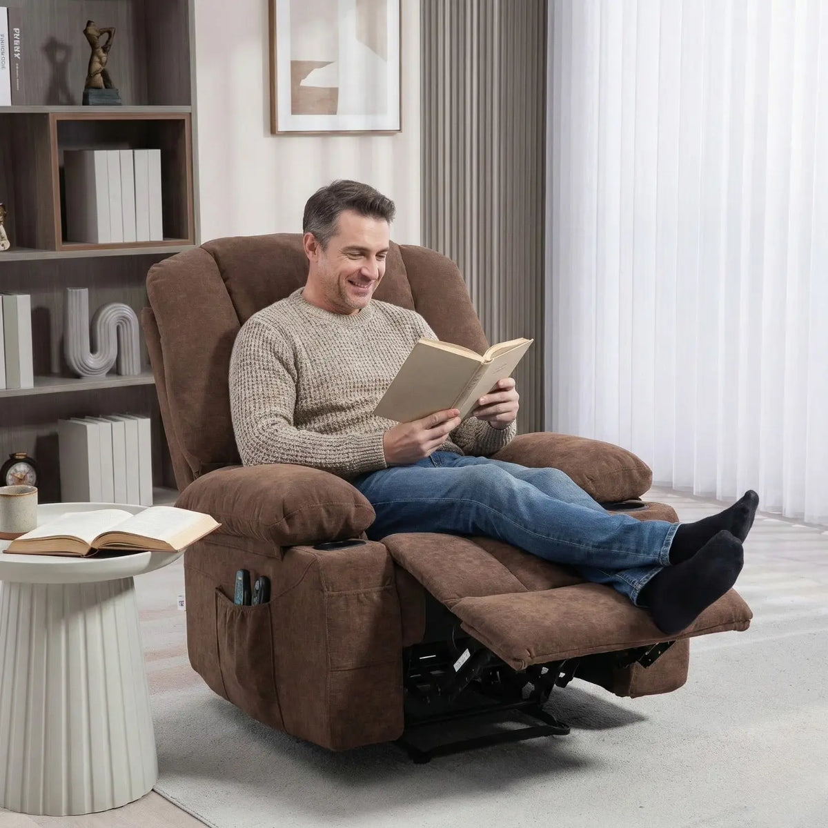 Big comfy reading chair with ottoman