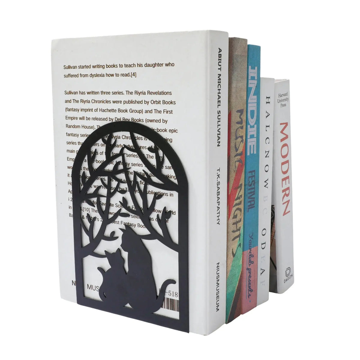 bookend with black kitten design