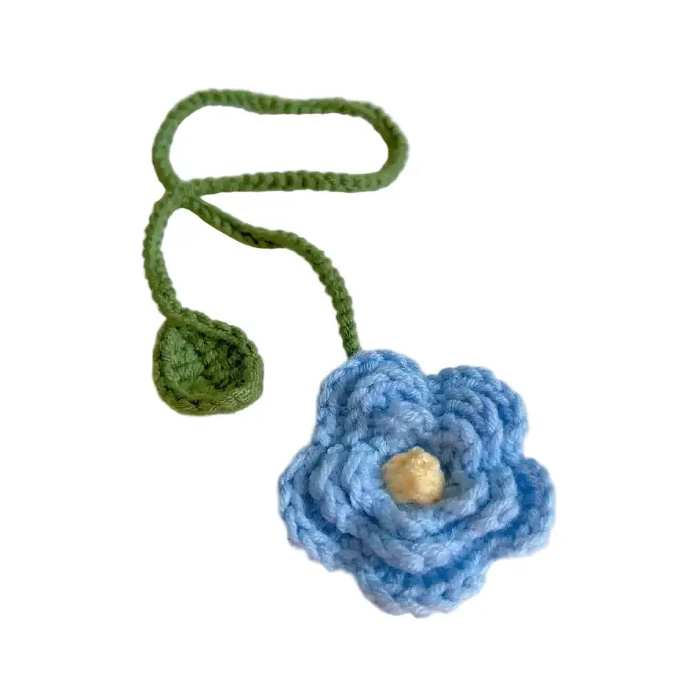 blue crochet flower bookmark