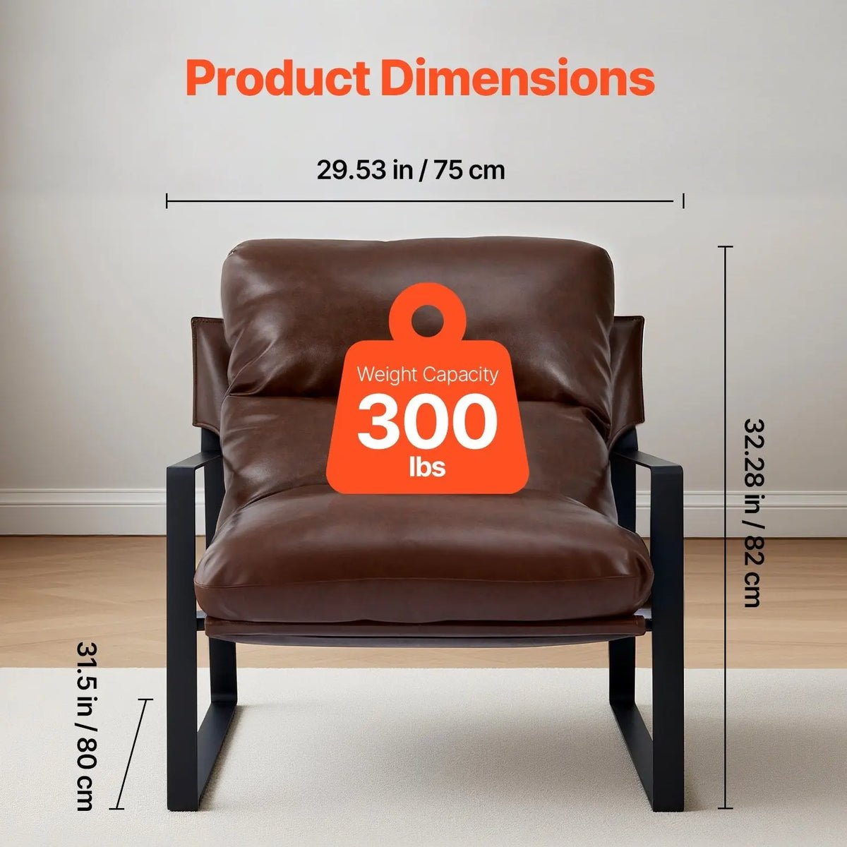 Stylish reading chair in brown leather