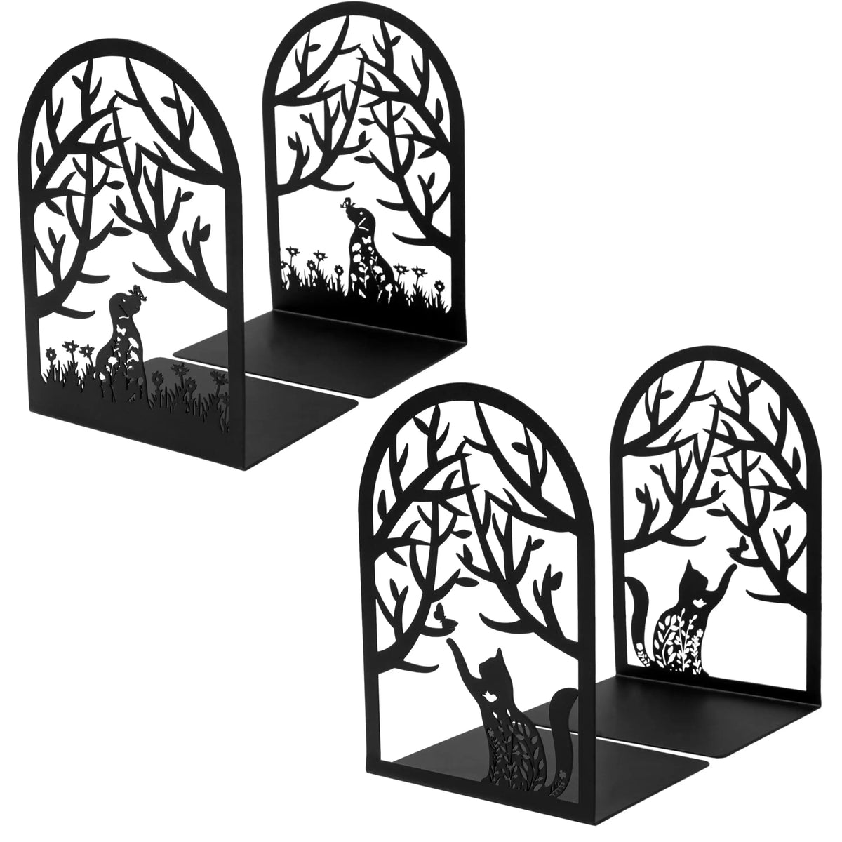 bookend set with cat and dog figures