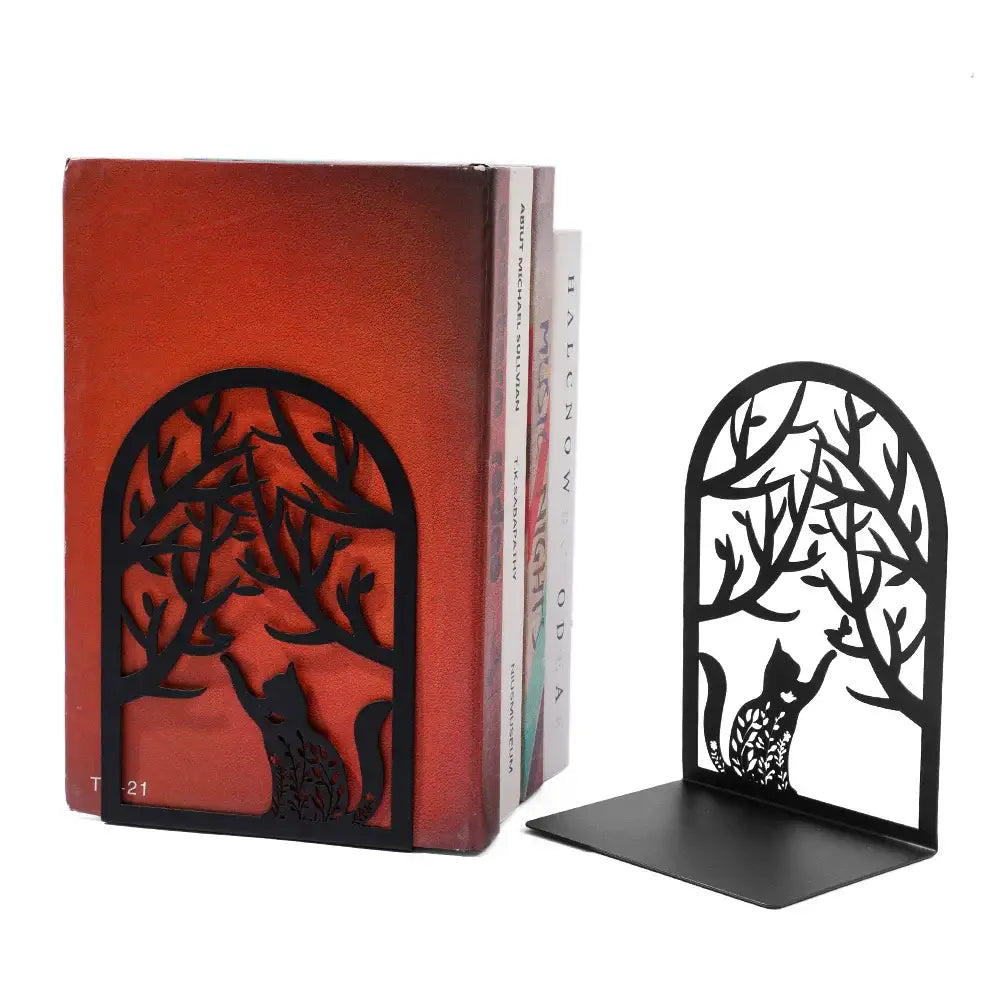 artistically crafted cat and dog bookends