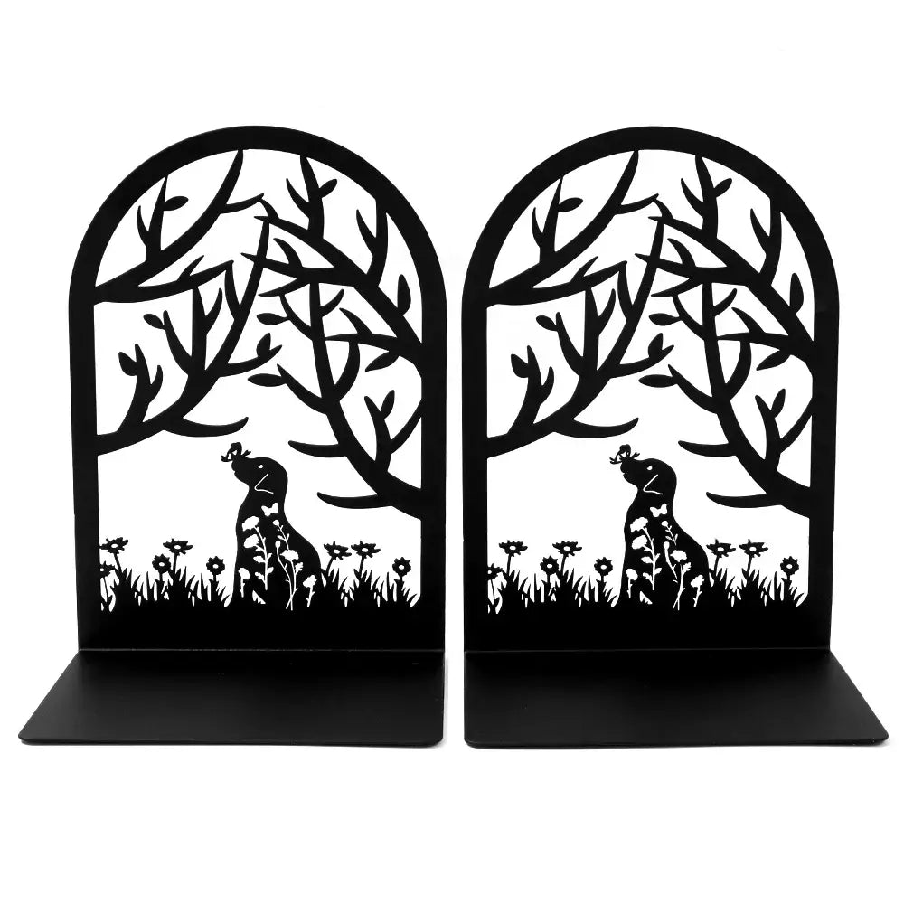 whimsical cat and dog metal bookshelf supports