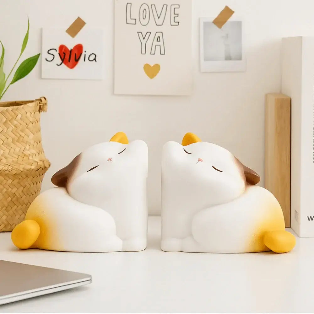 cute cat shaped bookend set
