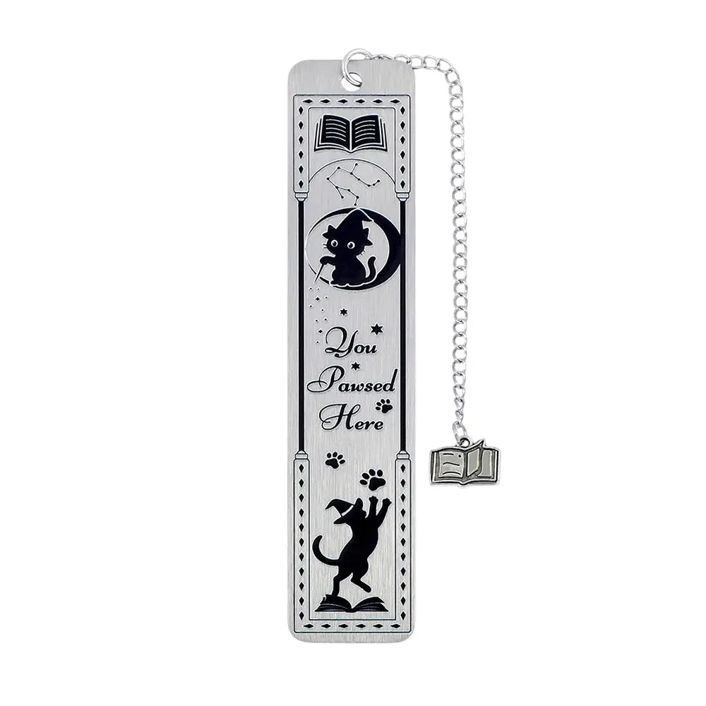 metal bookmark featuring a cat design
