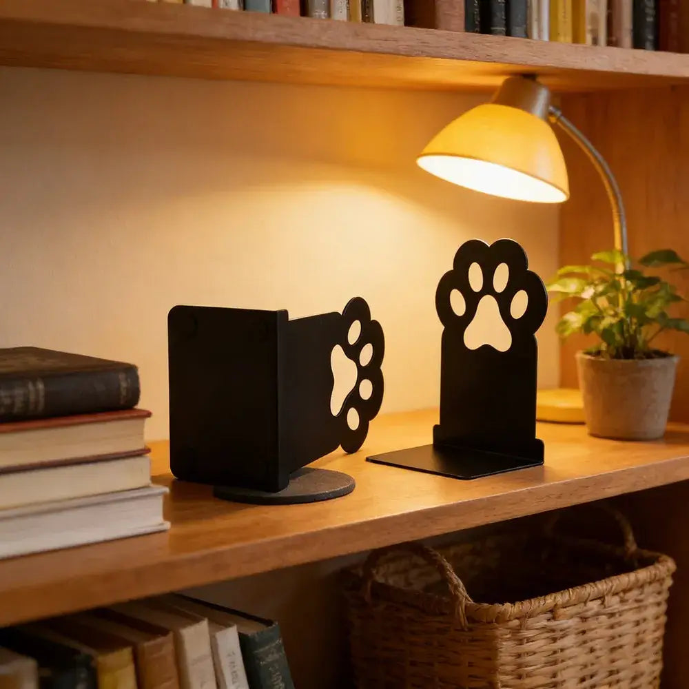 unique cat paw metal bookend for shelves