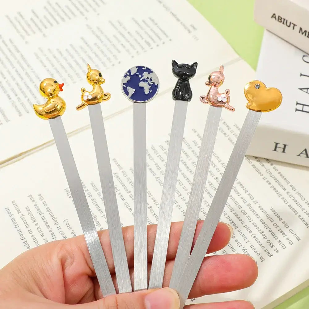 playful cat steel bookmarks for readers