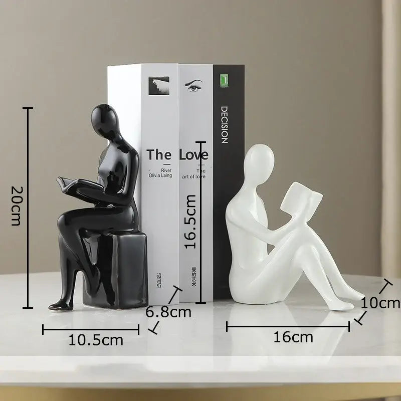 decorative reader statue as a bookend