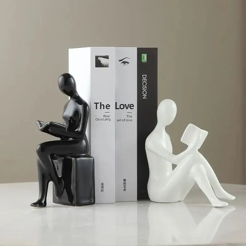 stylish ceramic bookend shaped like a reader