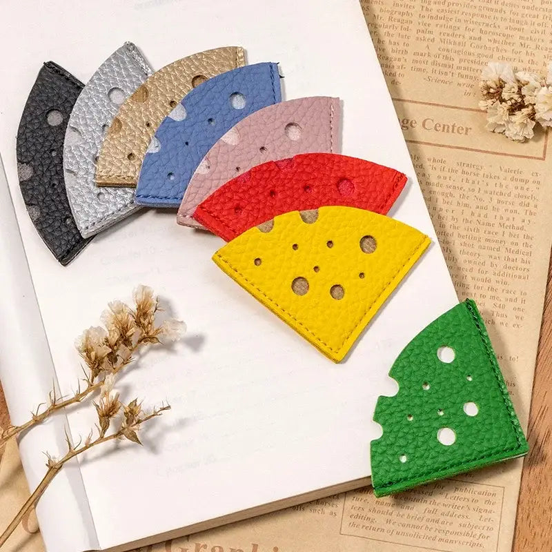 yellow cheese leather bookmark for book lovers