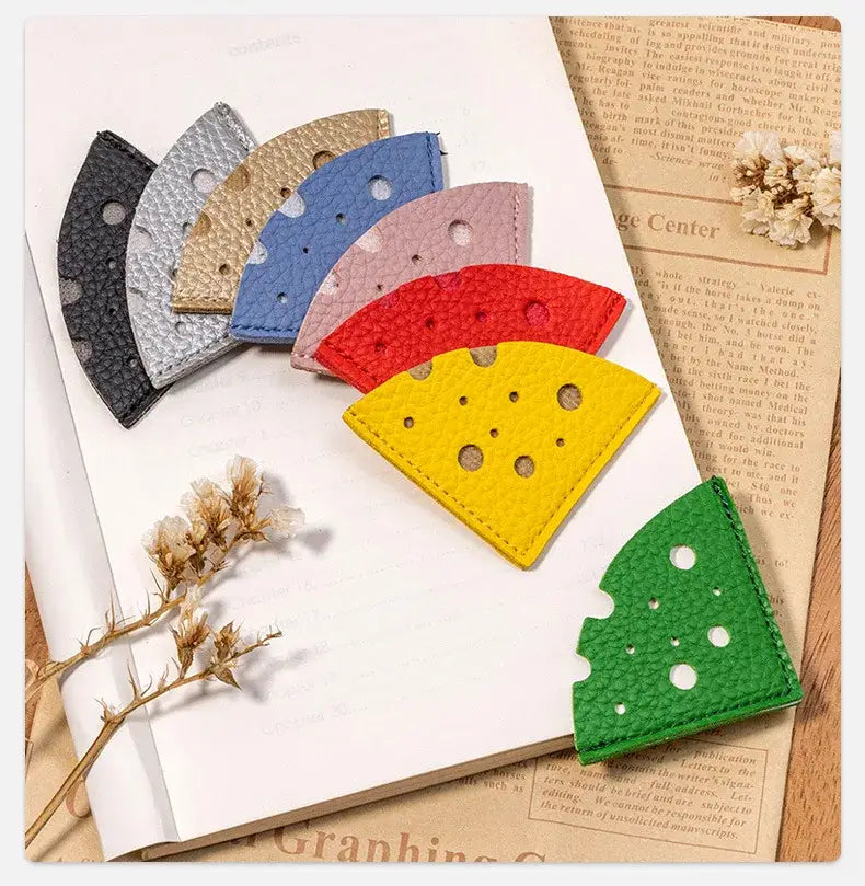 custom leather bookmark inspired by cheese