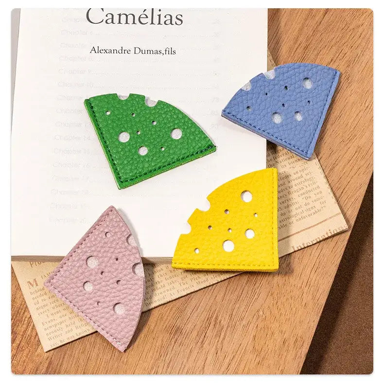 creative leather bookmark showcasing cheese shapes