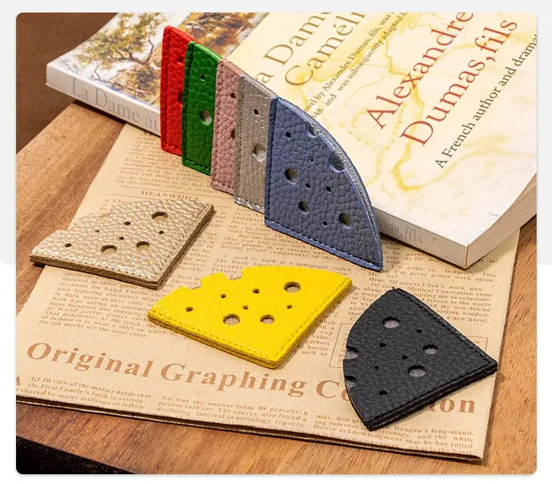 high quality leather bookmark adorned with cheese