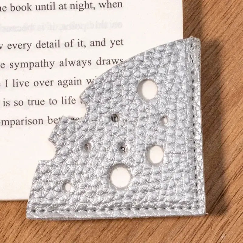 cheese themed bookmark in soft leather