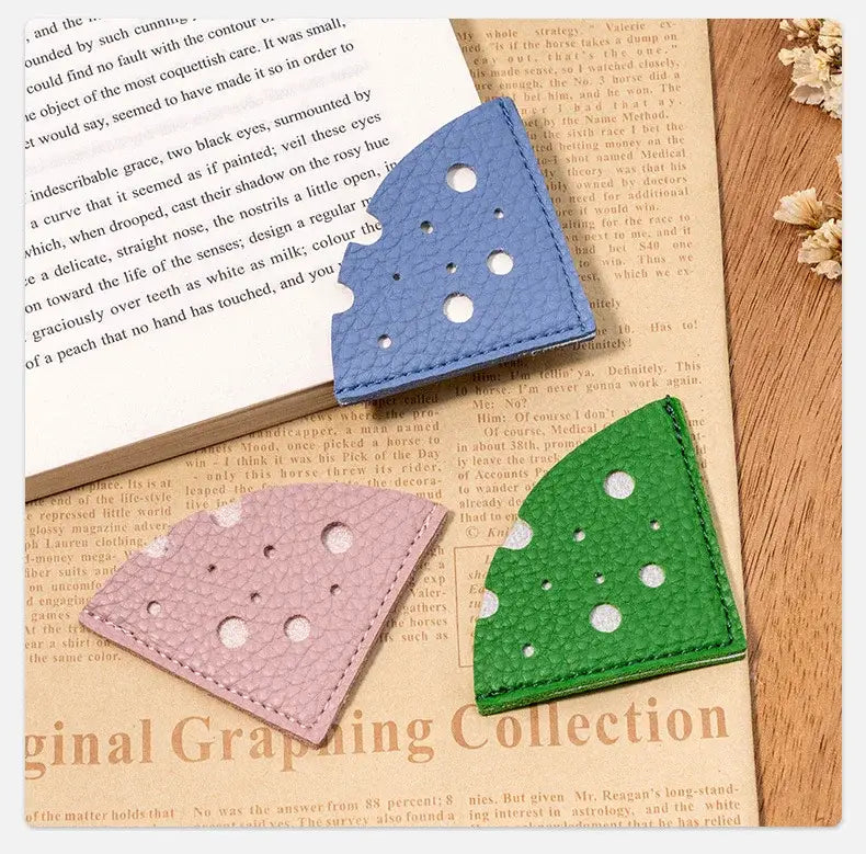 original cheese design leather bookmark