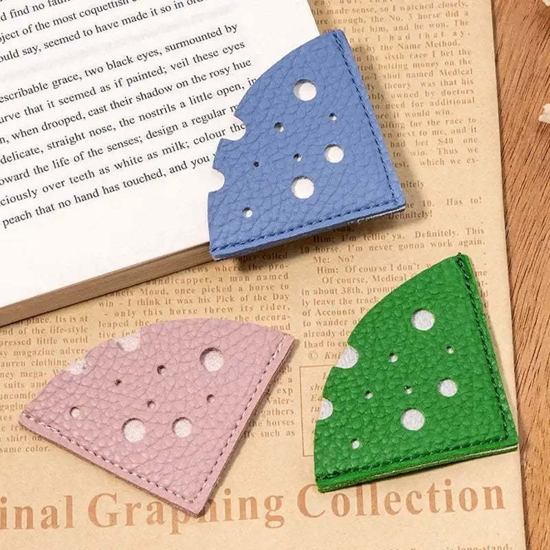 vintage style cheese leather bookmark
