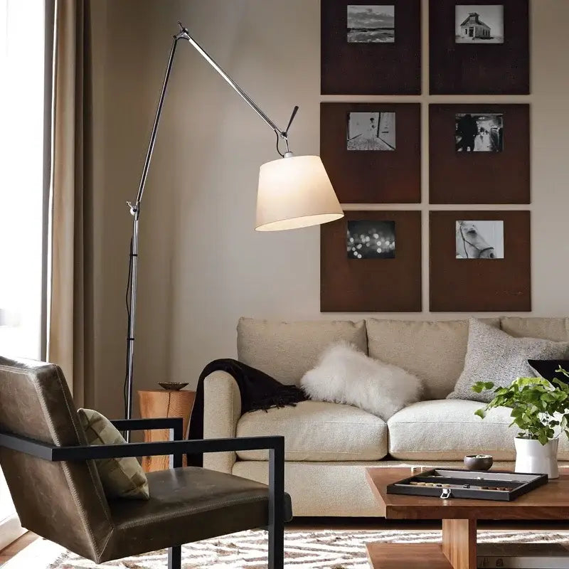Chrome reading lamp for floor use