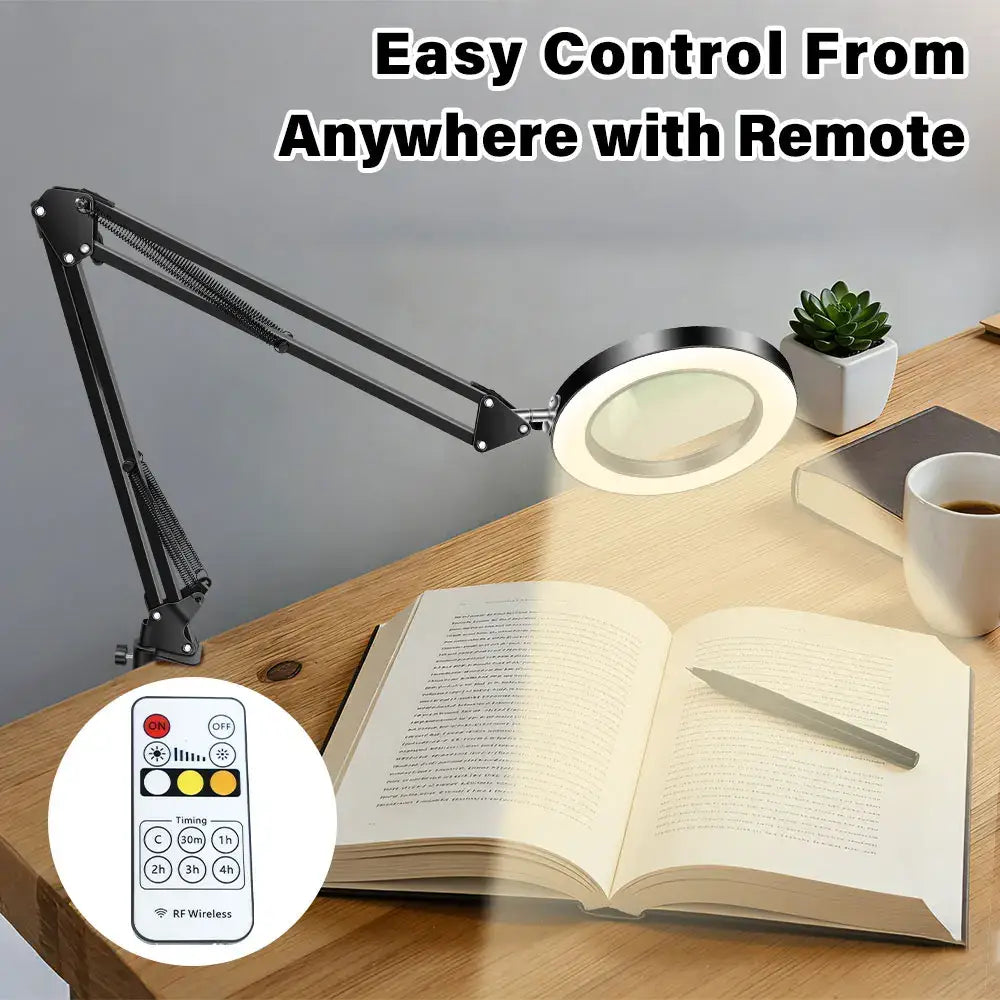 desk lamp with adjustable brightness and magnifier