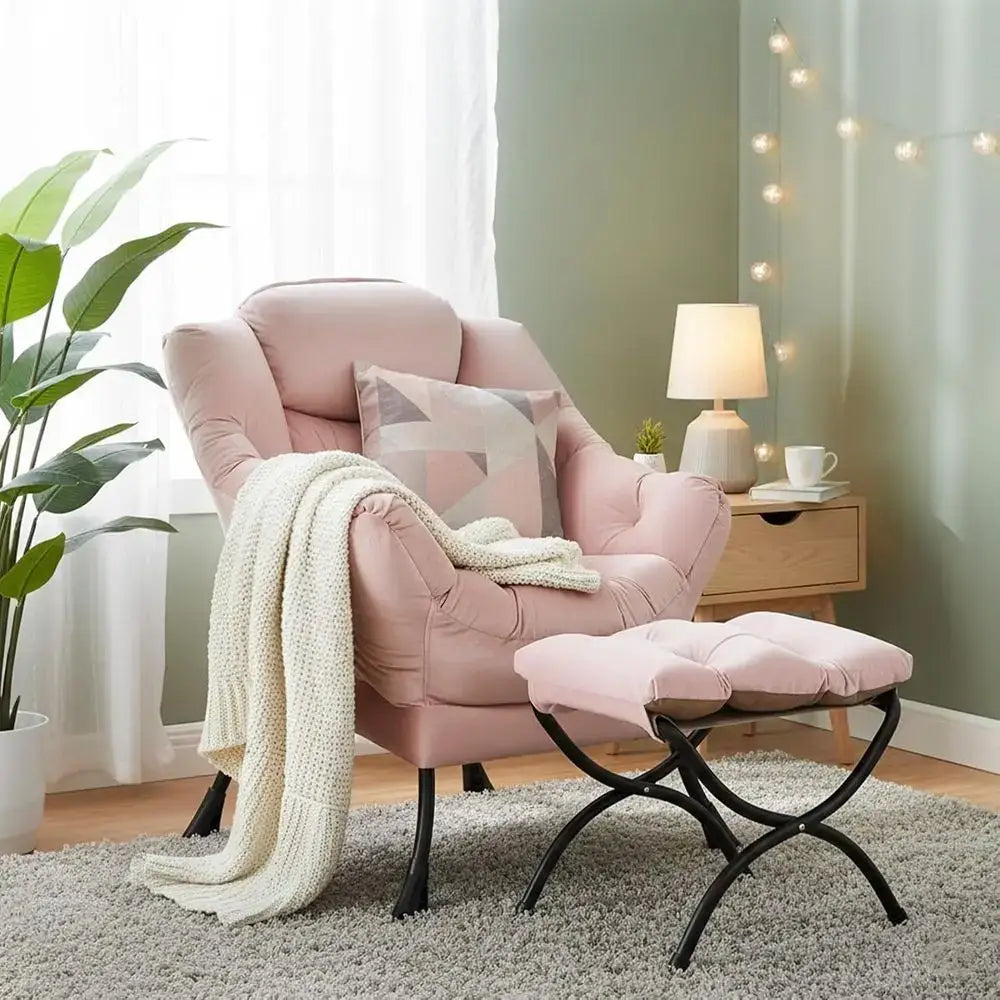 Cozy reading chair with ottoman