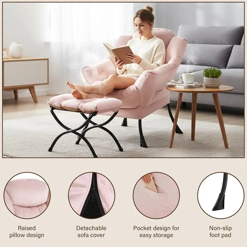 soft upholstered chair with ottoman