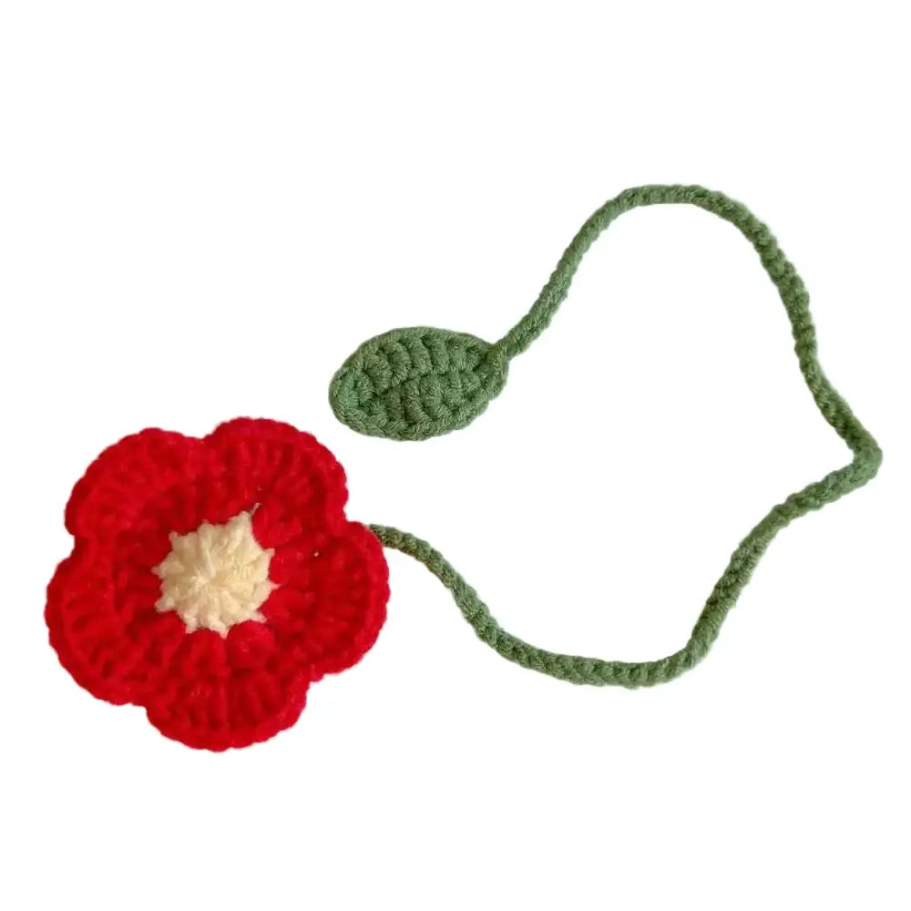crochet flower bookmark red poppy