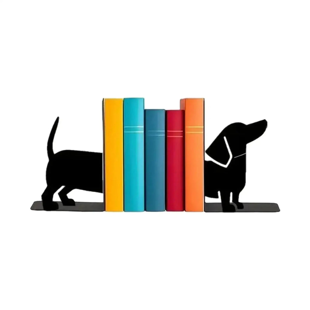 Cute animal bookends black