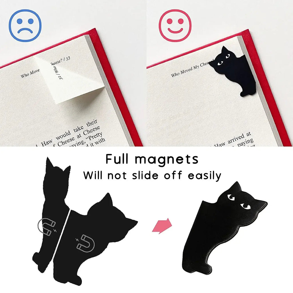 stylish black cat reading bookmark