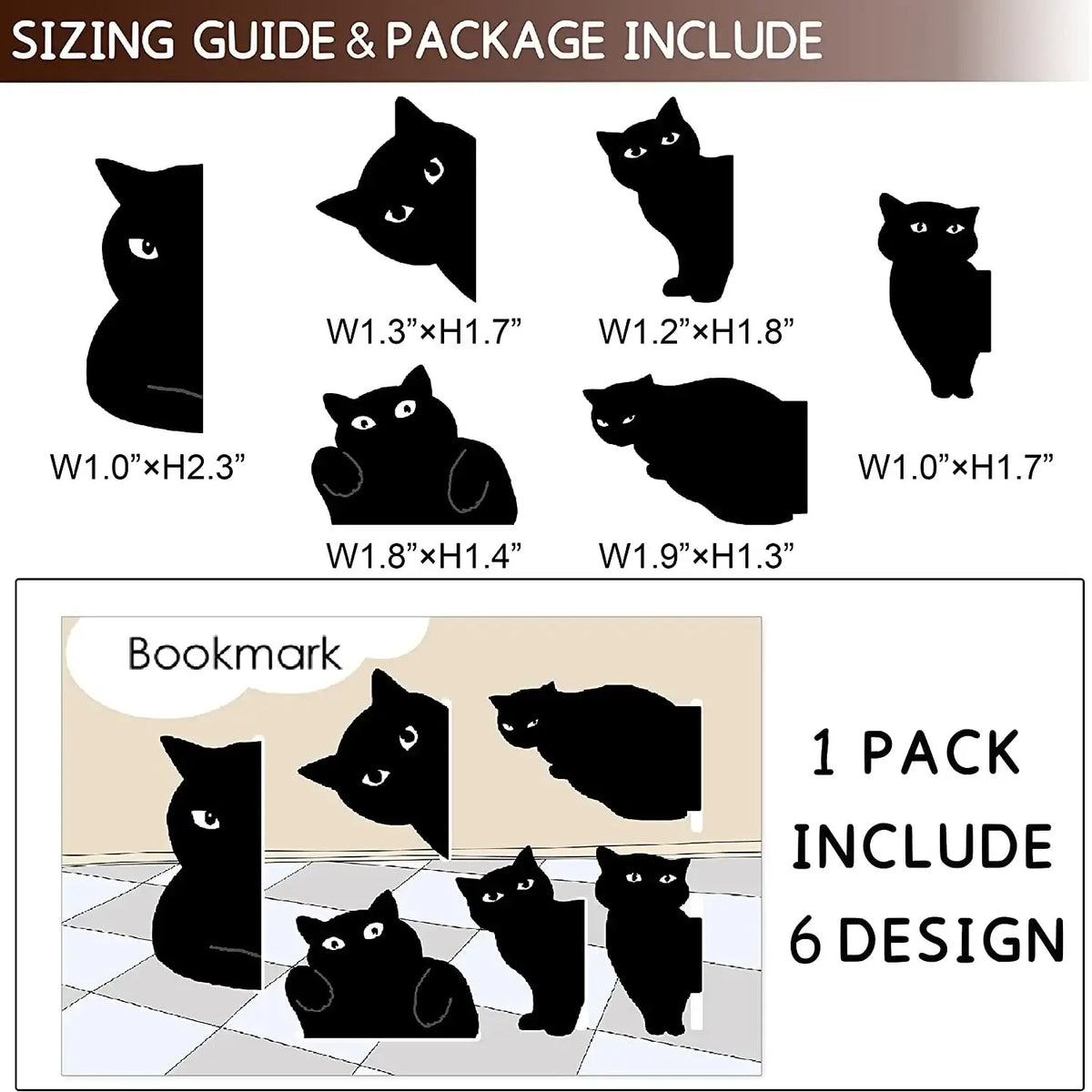 black cat themed bookmark for book lovers