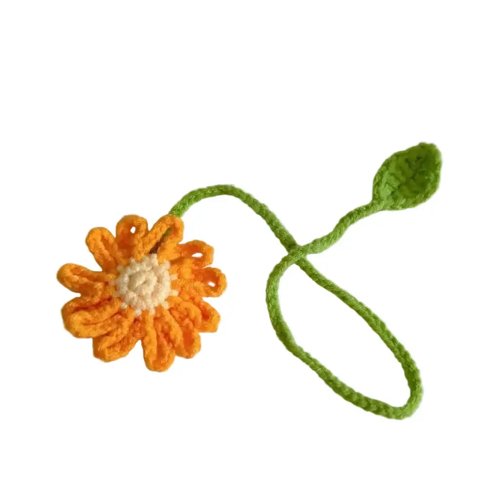 cute crochet flower bookmark orange