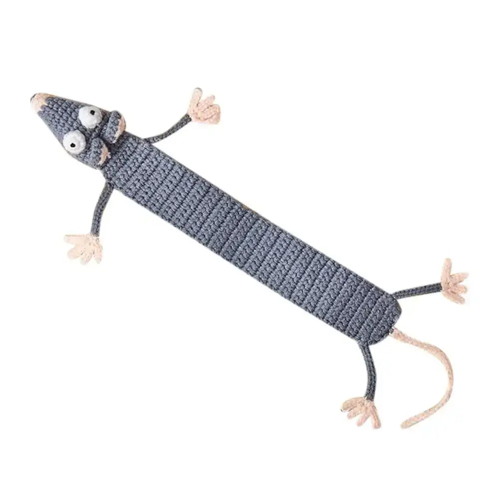 Cute grey mouse crochet bookmark