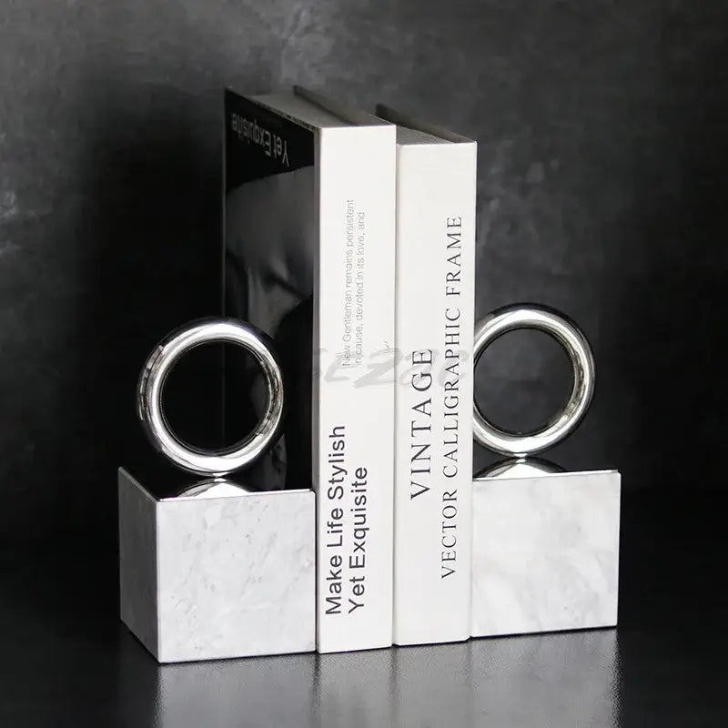 stylish marble bookends for shelf decor