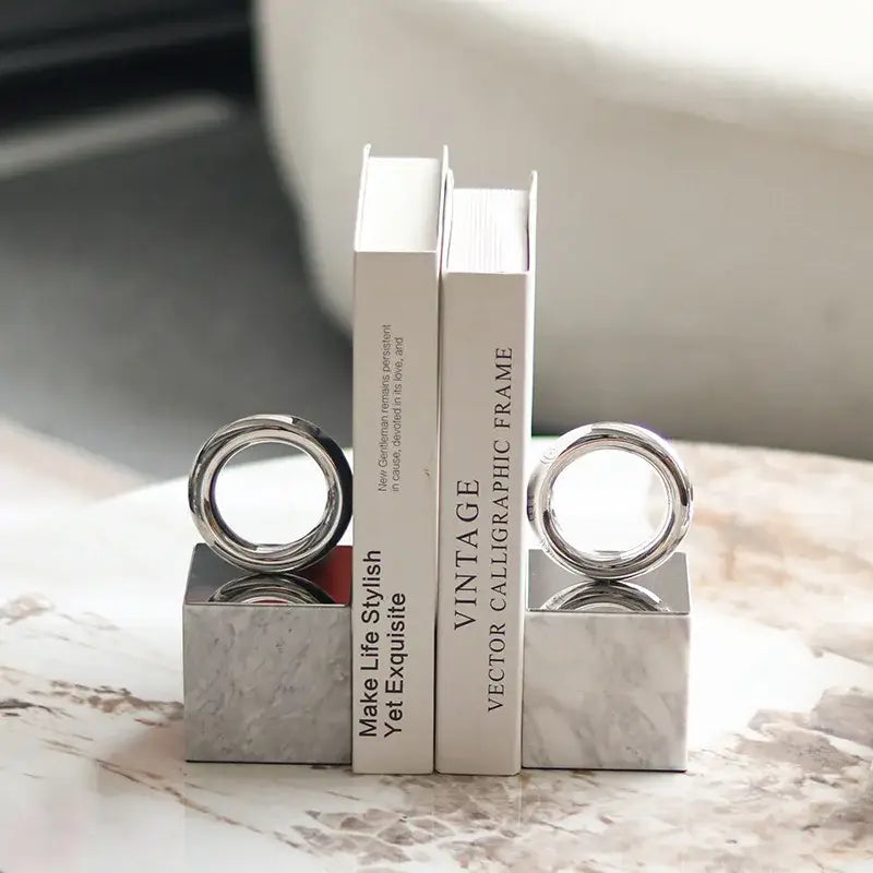 decorative marble bookend set
