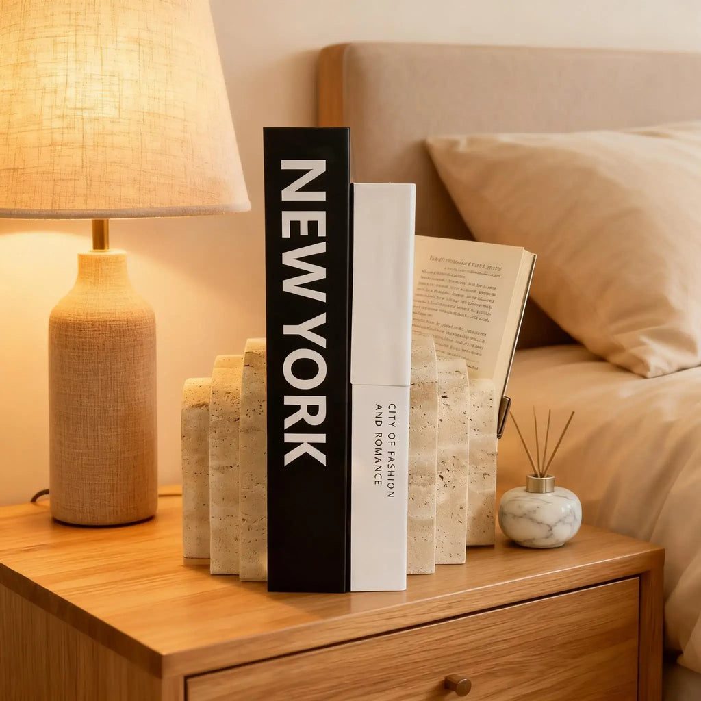 Decorative stone bookend