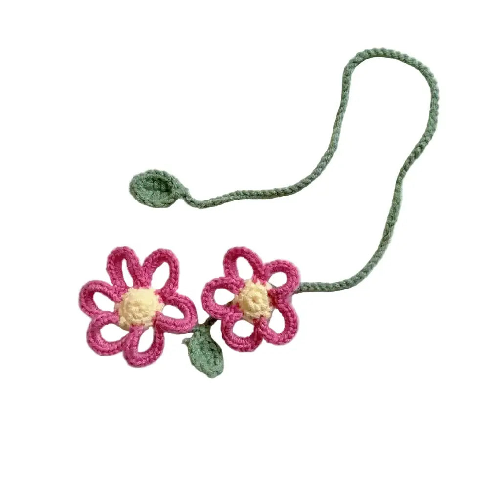 double pink flower crochet bookmark