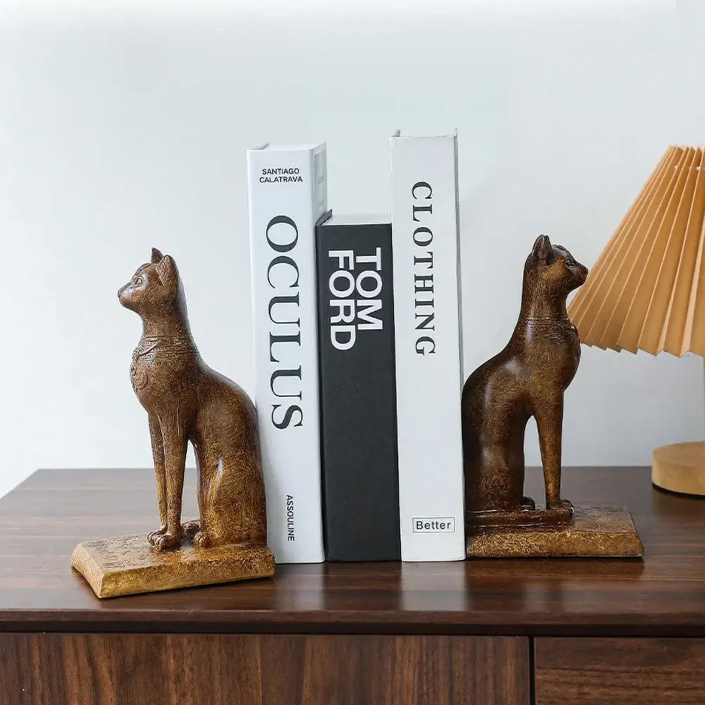bookend featuring Egyptian cat design