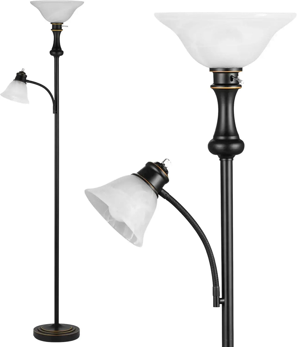 adjustable reading light attached to floor lamp