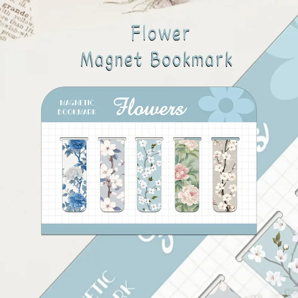 set of flower themed magnetic bookmarks