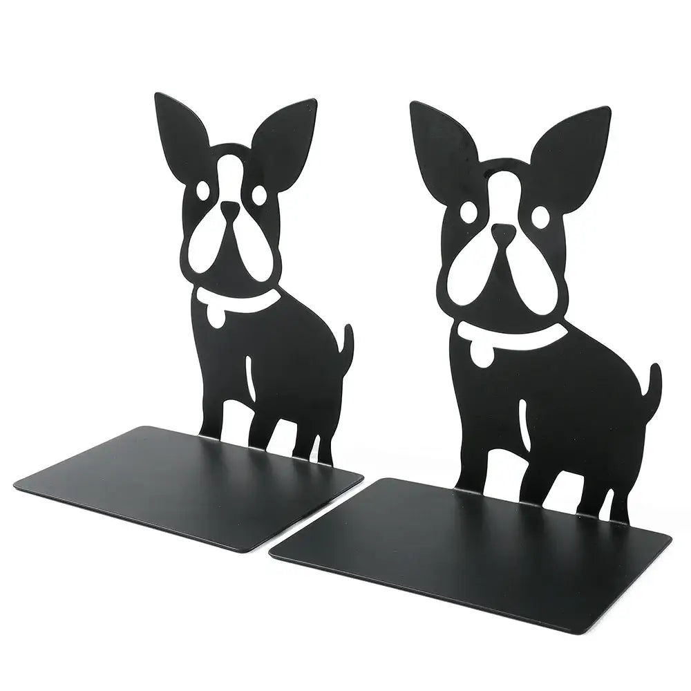 stylish metal bookend with French Bulldog design