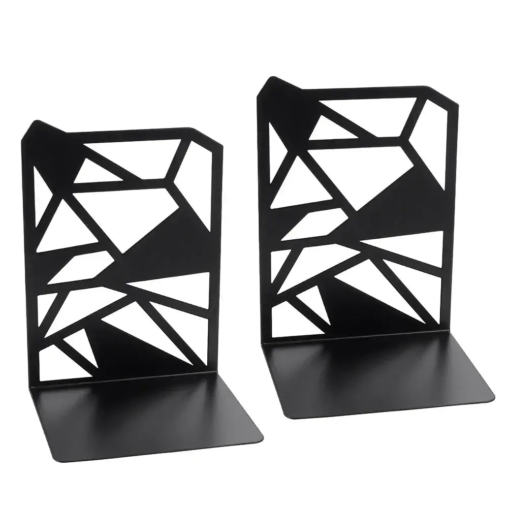 metal bookend with geometric design