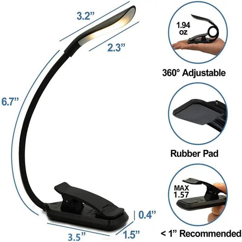 desktop reading light with adjustable clamp