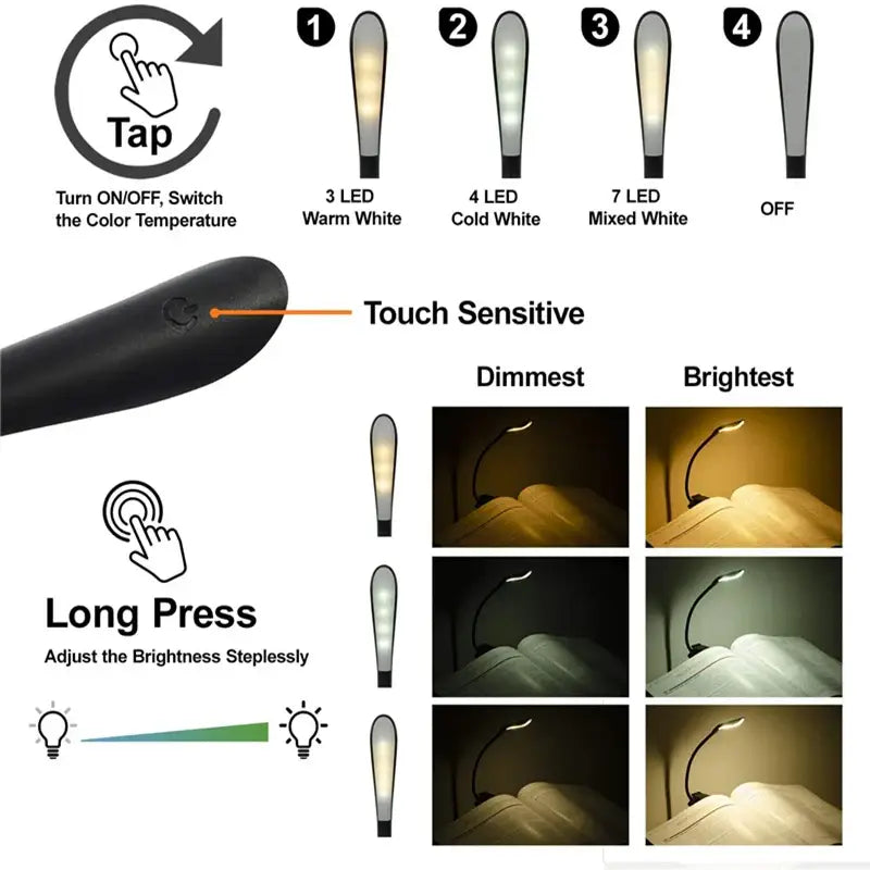 LED gooseneck reading lamp with holder