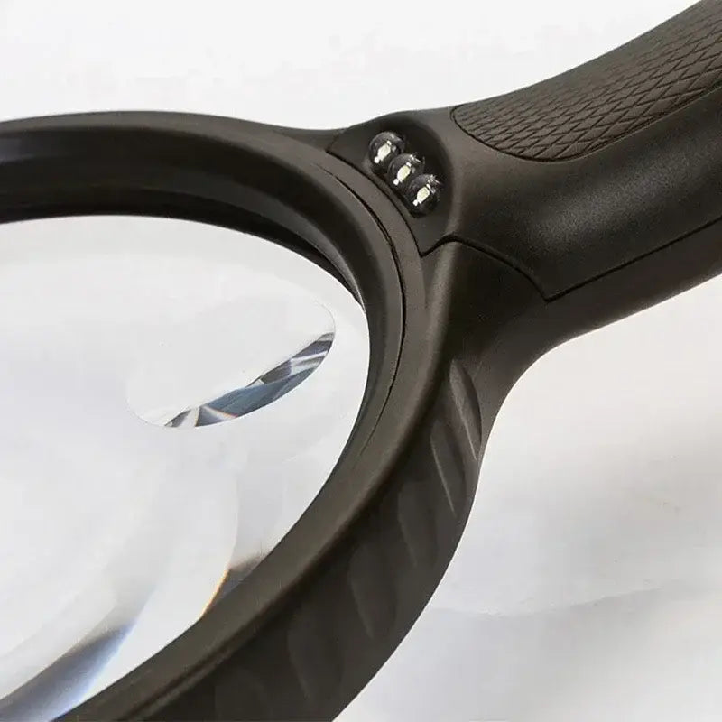 reading magnifying glass for close examination