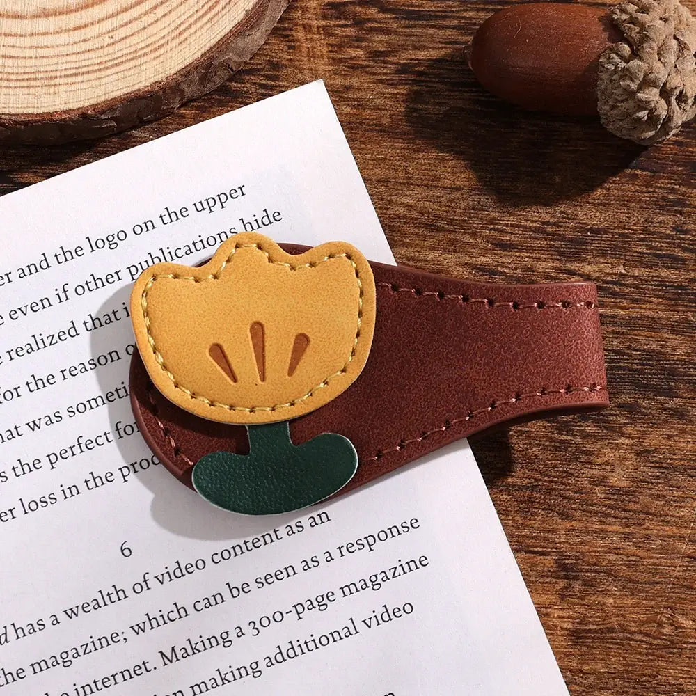 stylish leather bookmark with magnet
