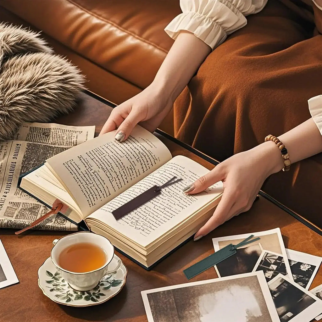 artisan leather bookmark with decorative tassel